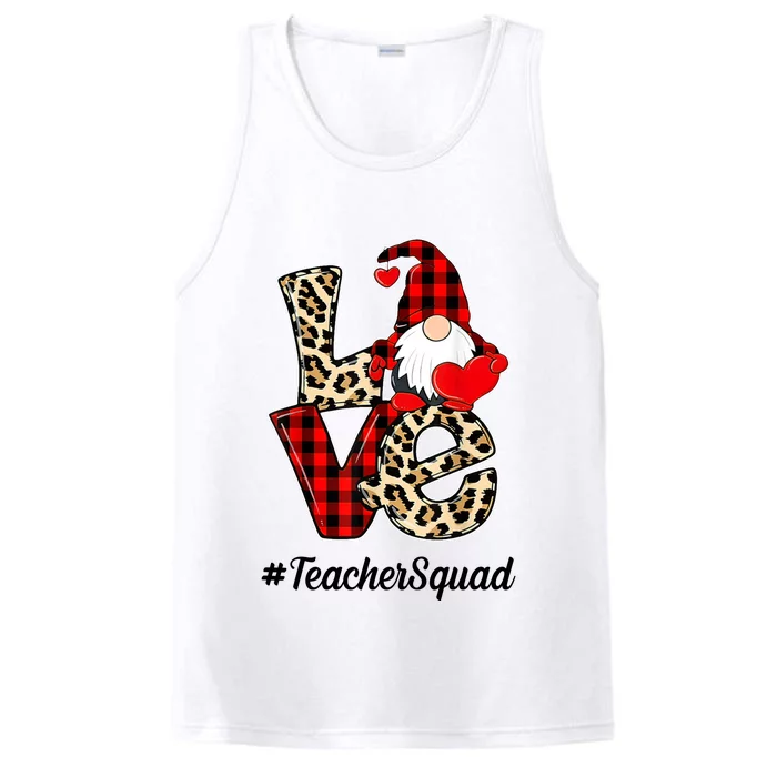 Love Gnome Teacher Squad Happy Valentine Day Performance Tank