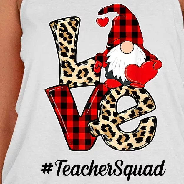 Love Gnome Teacher Squad Happy Valentine Day Women's Knotted Racerback Tank