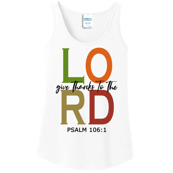 Give Thanks To The Lord Psalm 106:1 Ladies Essential Tank