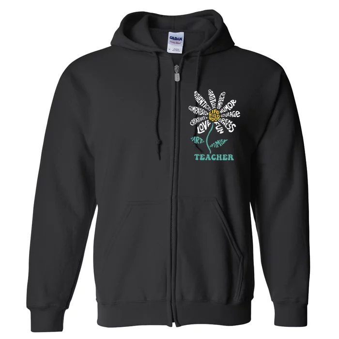 Lifeis Good Teacher Humor Courage Openness Fun Love Full Zip Hoodie