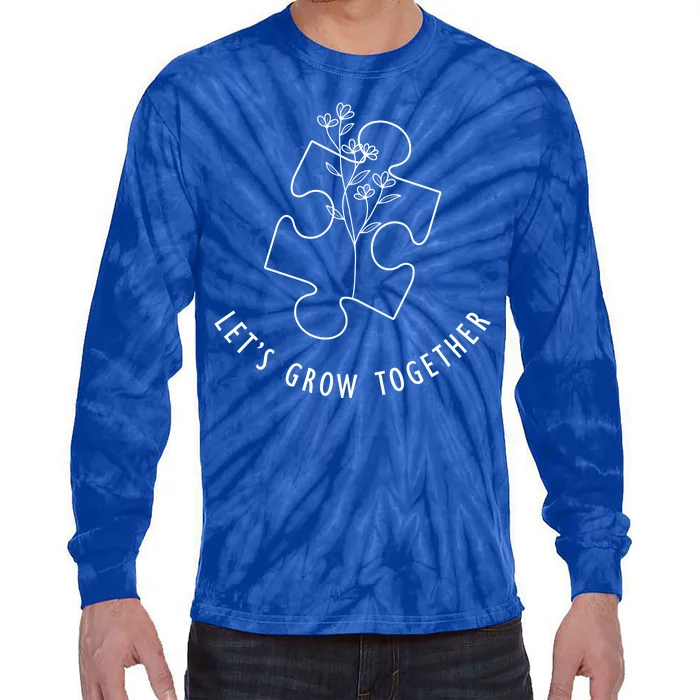 Let's Grow Together Autism Awareness Tie-Dye Long Sleeve Shirt