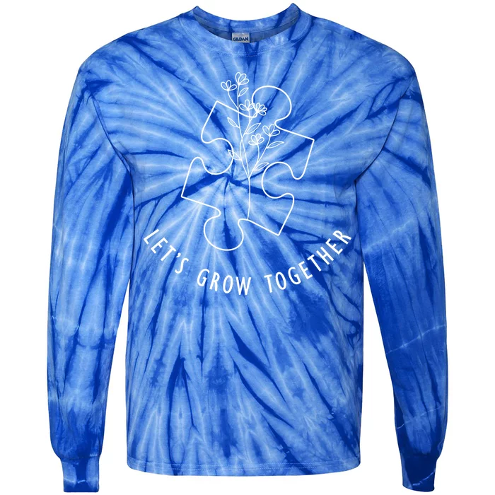 Let's Grow Together Autism Awareness Tie-Dye Long Sleeve Shirt