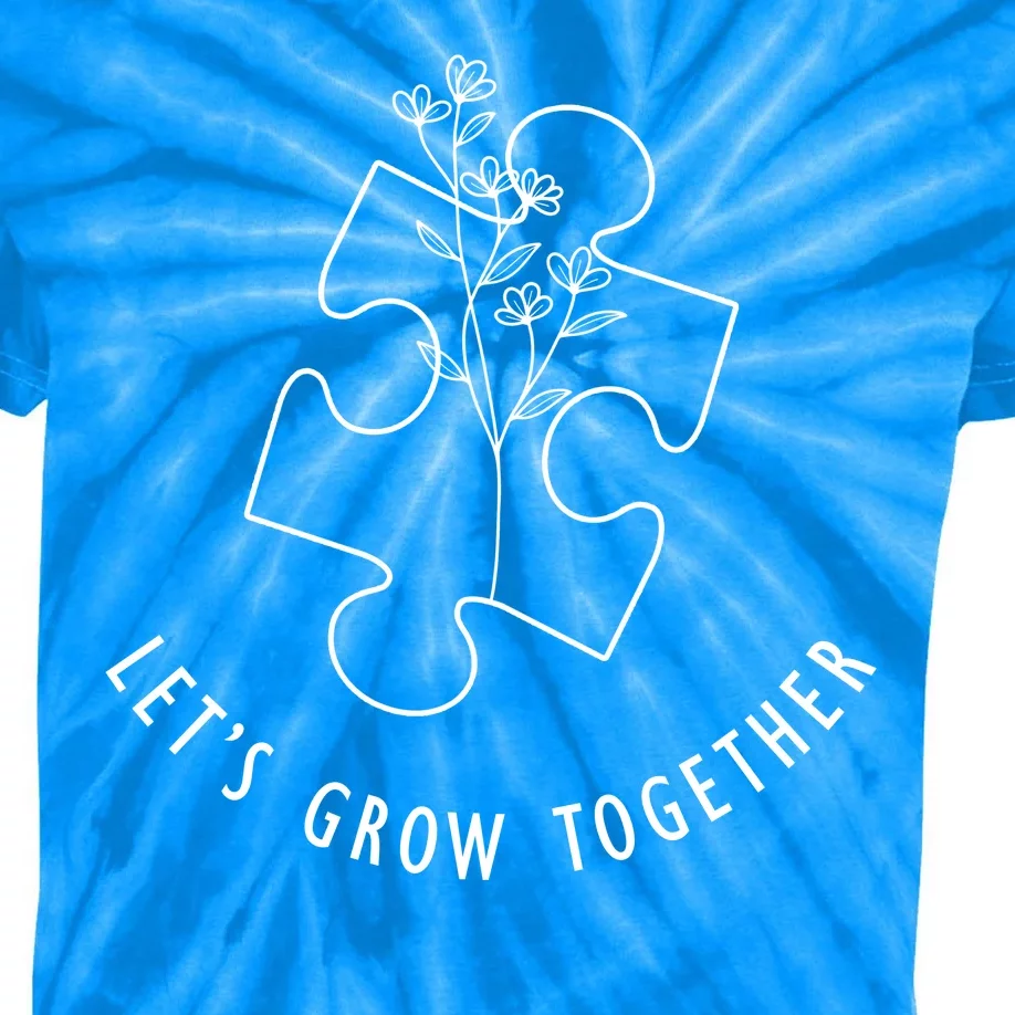 Let's Grow Together Autism Awareness Kids Tie-Dye T-Shirt