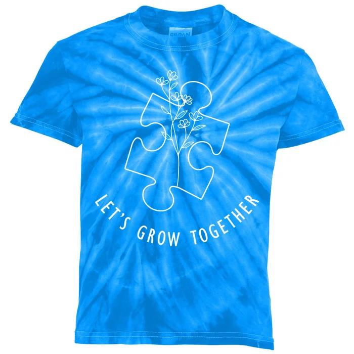 Let's Grow Together Autism Awareness Kids Tie-Dye T-Shirt