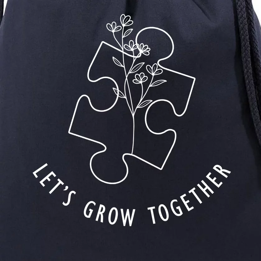 Let's Grow Together Autism Awareness Drawstring Bag