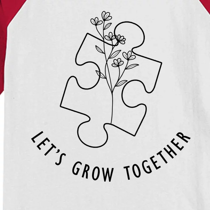 Let's Grow Together Autism Awareness Kids Colorblock Raglan Jersey