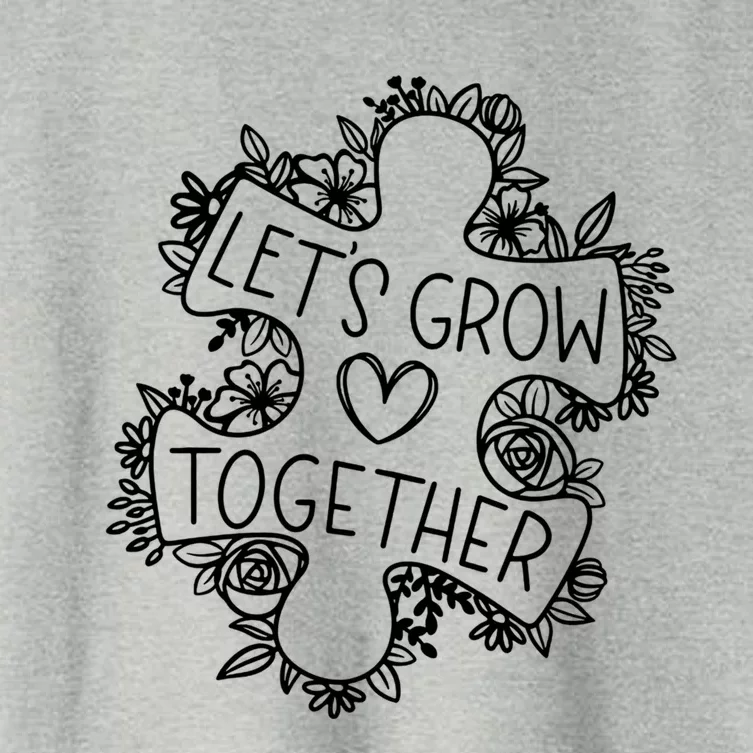 Lets Grow Together Autism Awareness Floral Autistic Puzzle Gift Women's Crop Top Tee