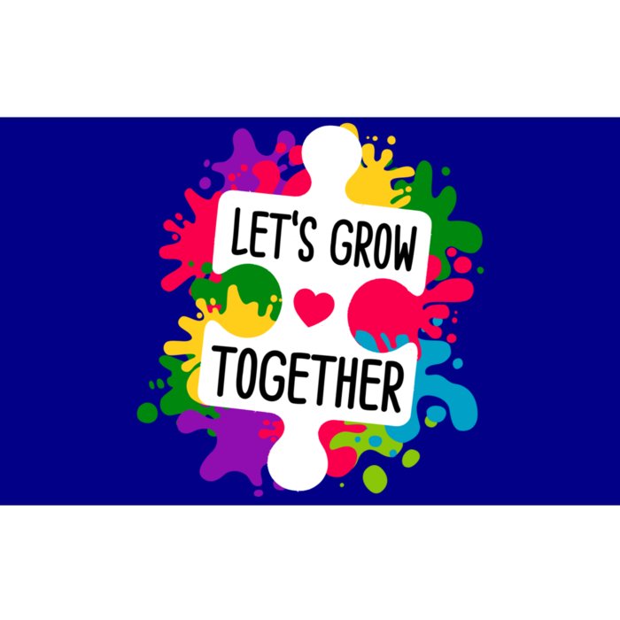 Let's Grow Together Autism Awareness Month Puzzle Piece Gift Bumper Sticker