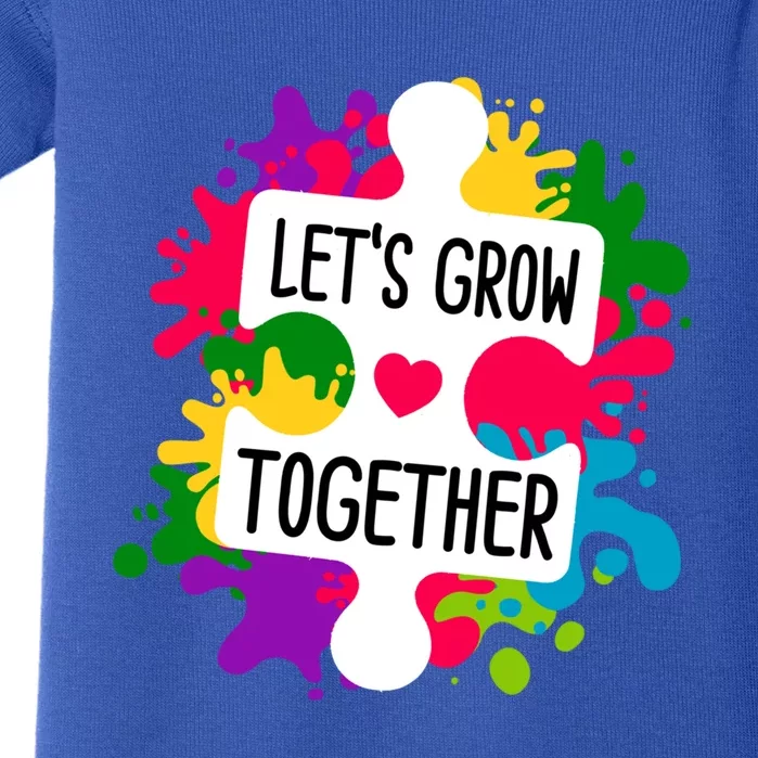 Let's Grow Together Autism Awareness Month Puzzle Piece Gift Baby Bodysuit