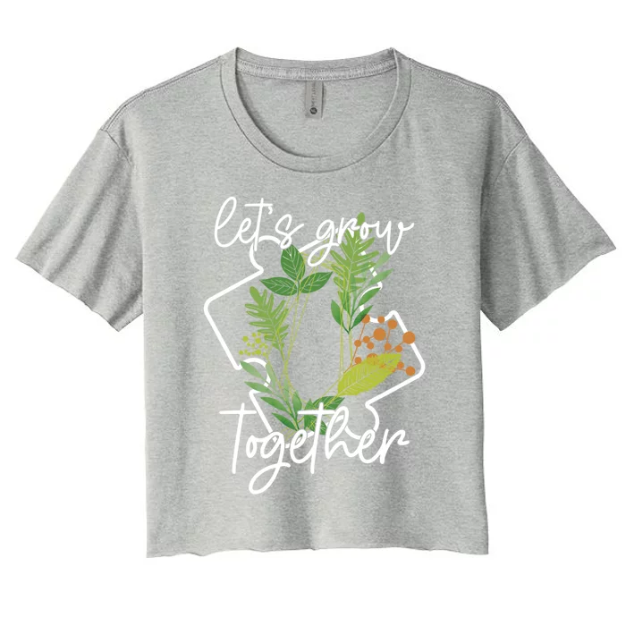 Let's Grow Together Autism Puzzle Piece Plants Meme Gift Women's