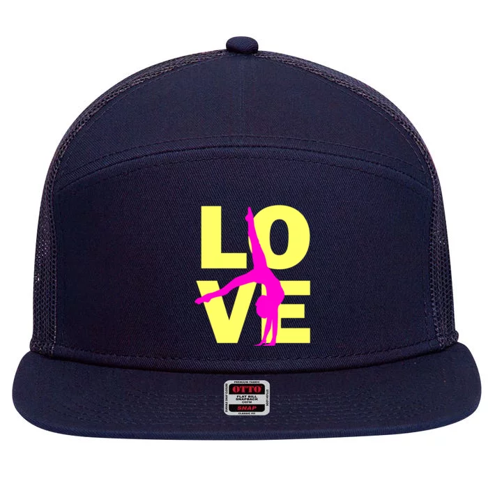 Love Gymnastics Teen Gift 7 Panel Mesh Trucker Snapback Hat