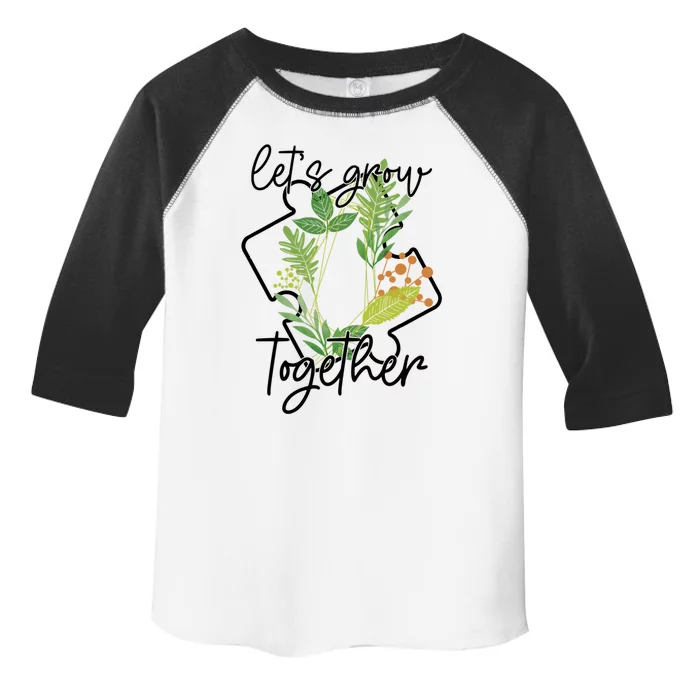 Let's Grow Together Autism Puzzle Piece Plants Meme Gift Toddler Fine Jersey T-Shirt