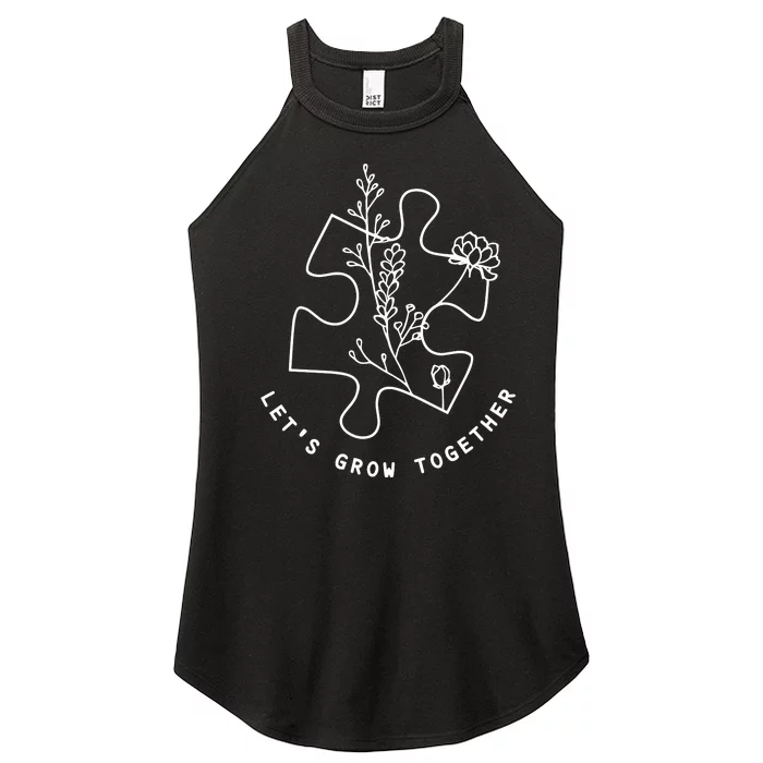 LetS Grow Together Autism Awareness Women’s Perfect Tri Rocker Tank