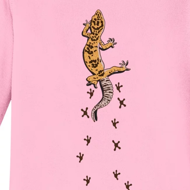 Leopard Gecko Tracks Lizard Lover Gift Meaningful Gift Baby Long Sleeve Bodysuit