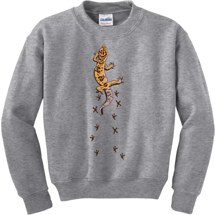 Leopard Gecko Tracks Lizard Lover Gift Meaningful Gift Kids Sweatshirt