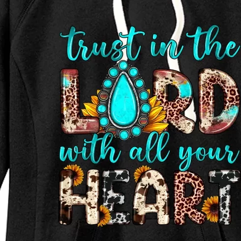 Leopard Gemstone Trust In The Lord With All Heart Christian Gift Women's Fleece Hoodie