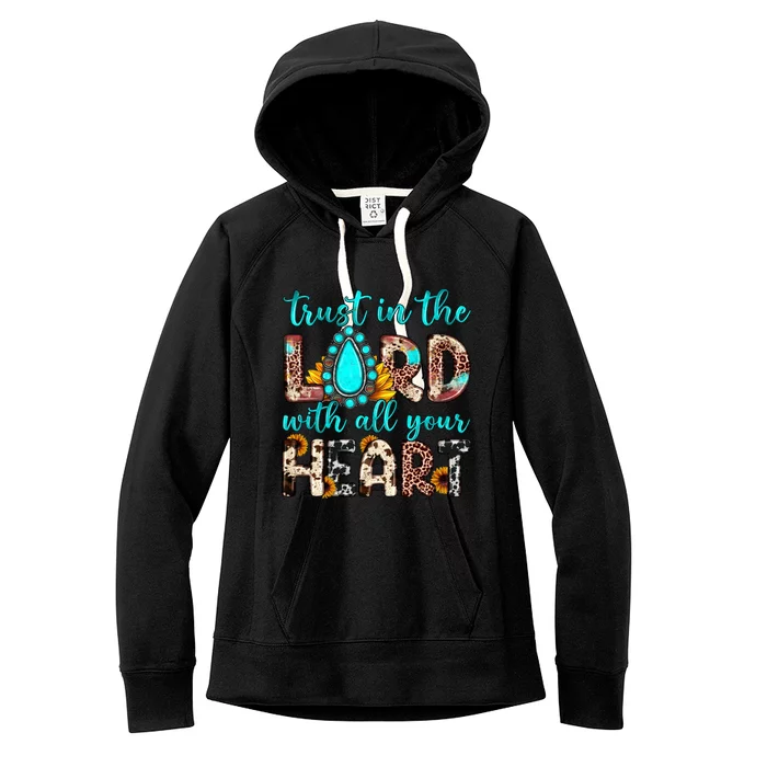 Leopard Gemstone Trust In The Lord With All Heart Christian Gift Women's Fleece Hoodie