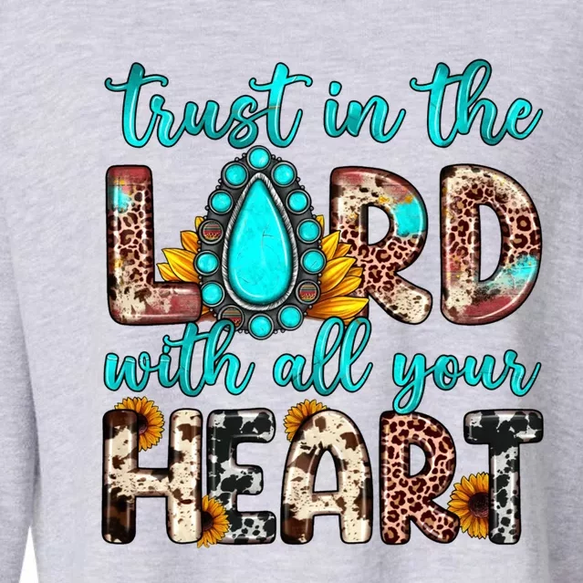 Leopard Gemstone Trust In The Lord With All Heart Christian Gift Cropped Pullover Crew