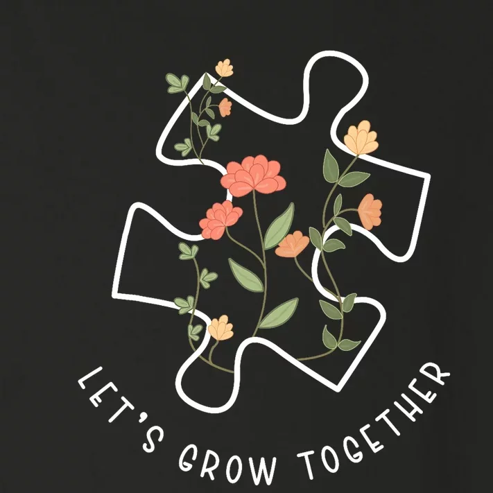 LetS Grow Together Puzzle Flowers Autism Support Girl Toddler Long Sleeve Shirt