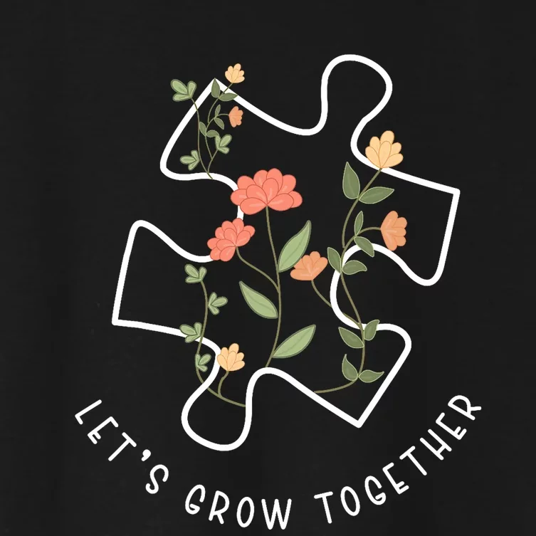 LetS Grow Together Puzzle Flowers Autism Support Girl Women's Crop Top Tee