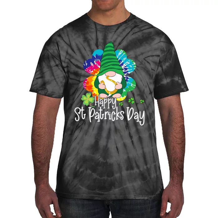 Lucky Gnome Tie Dye Shamrock Happy St Patricks Day Tie-Dye T-Shirt