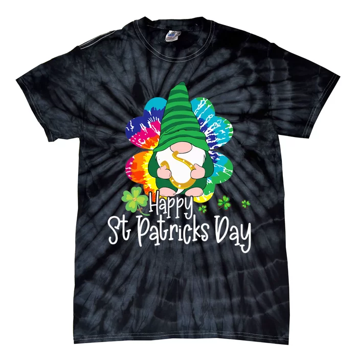 Lucky Gnome Tie Dye Shamrock Happy St Patricks Day Tie-Dye T-Shirt