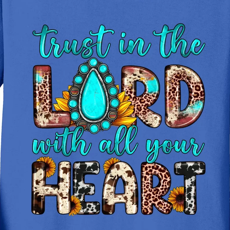 Leopard Gemstone Trust In The Lord With All Heart Christian Gift Kids Long Sleeve Shirt