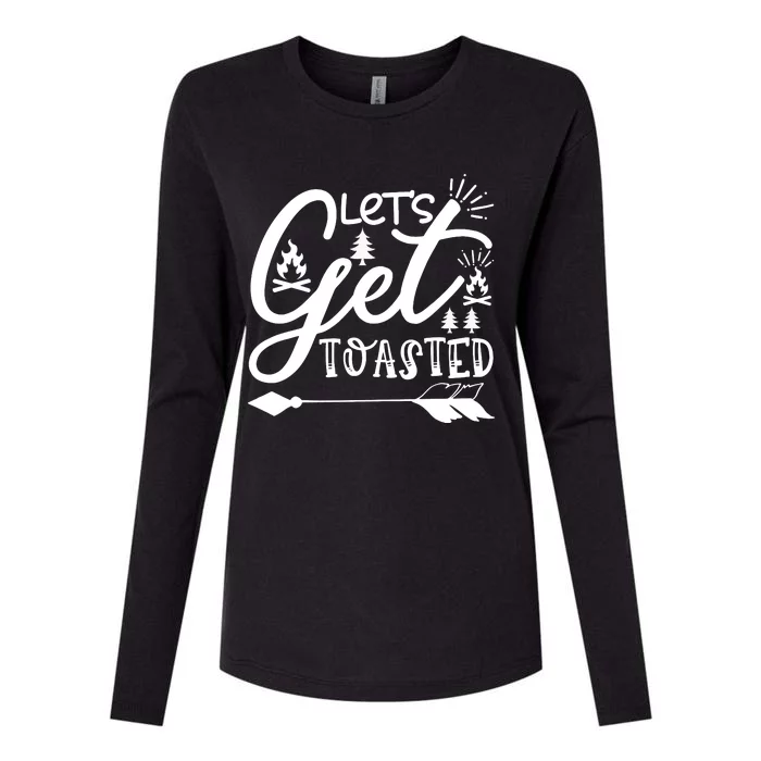 Let's Get Toasted Funny Camping Womens Cotton Relaxed Long Sleeve T-Shirt