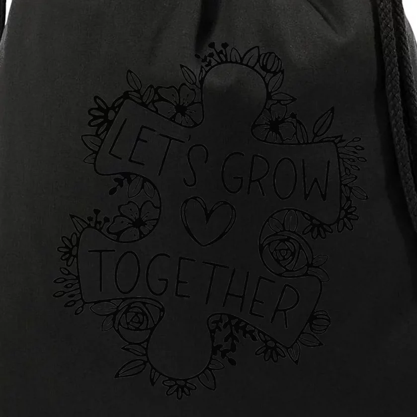 Let's Grow Together Autism Awareness Month Drawstring Bag