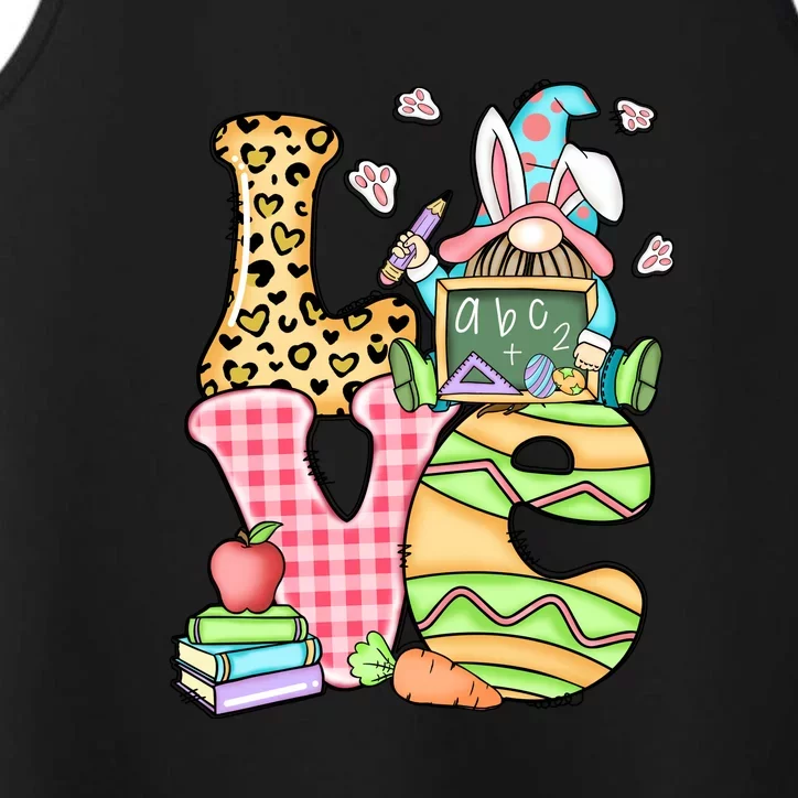 Love Gnome Teacher Easter Day Gift Leopard Performance Tank