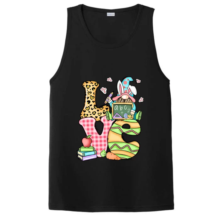 Love Gnome Teacher Easter Day Gift Leopard Performance Tank