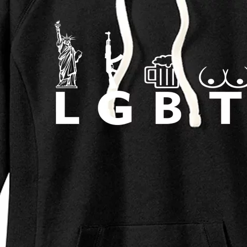 LGTB Lady Liberty Guns Beer Tits Funny Women's Fleece Hoodie