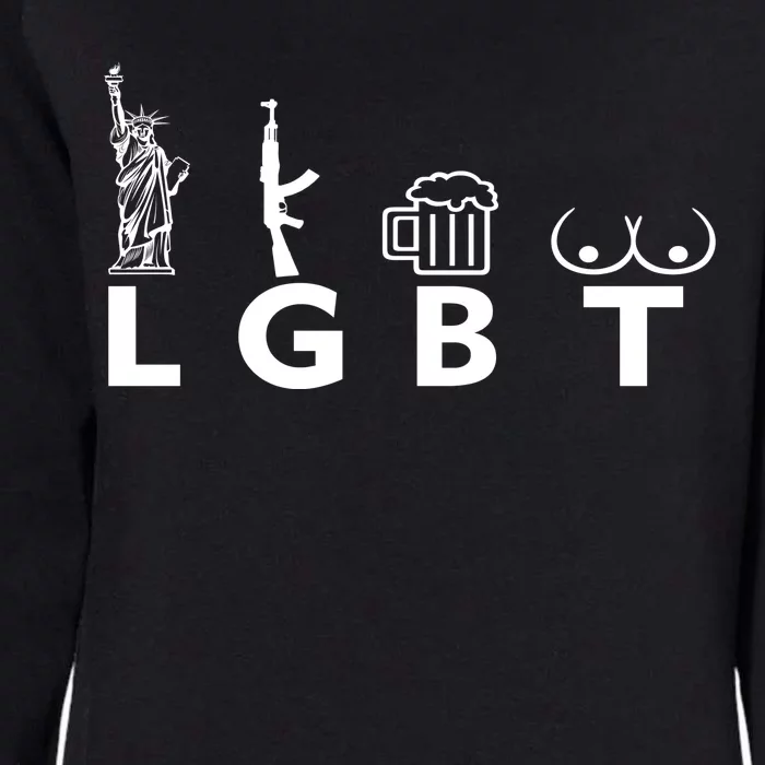 LGTB Lady Liberty Guns Beer Tits Funny Womens California Wash Sweatshirt