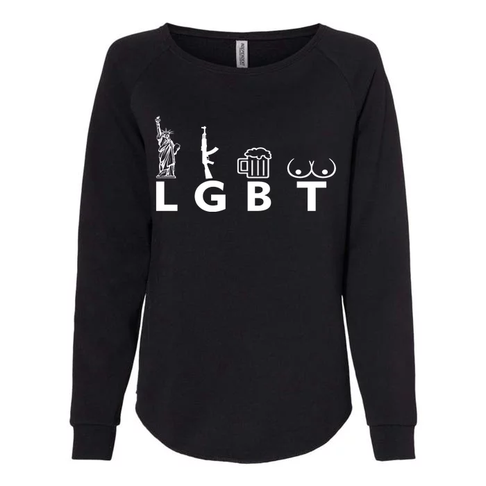 LGTB Lady Liberty Guns Beer Tits Funny Womens California Wash Sweatshirt