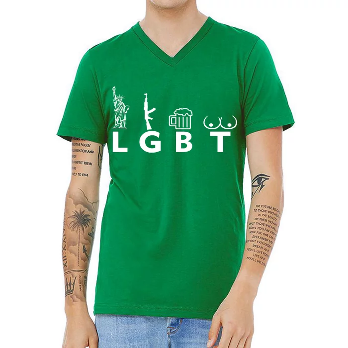 LGBT LIBERTY GUNS BEER TITTIES T Shirt Men 100% Cotton letter