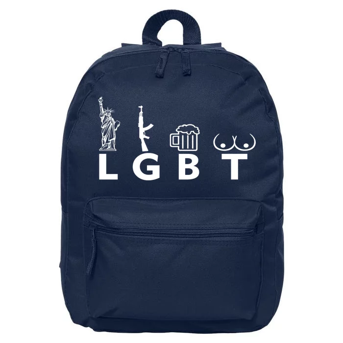 LGTB Lady Liberty Guns Beer Tits Funny 16 in Basic Backpack