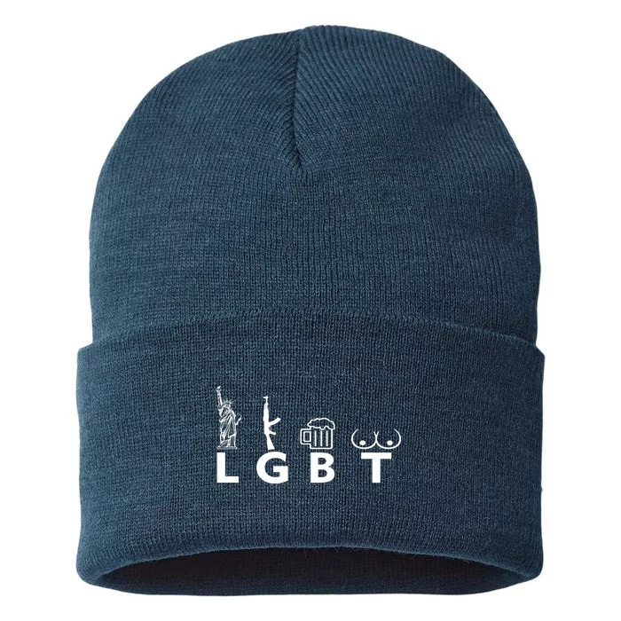 LGTB Lady Liberty Guns Beer Tits Funny Sustainable Knit Beanie