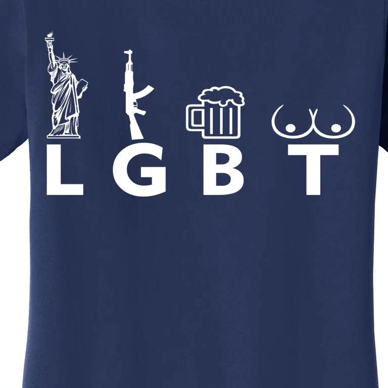 LGTB Lady Liberty Guns Beer Tits Funny Women's T-Shirt