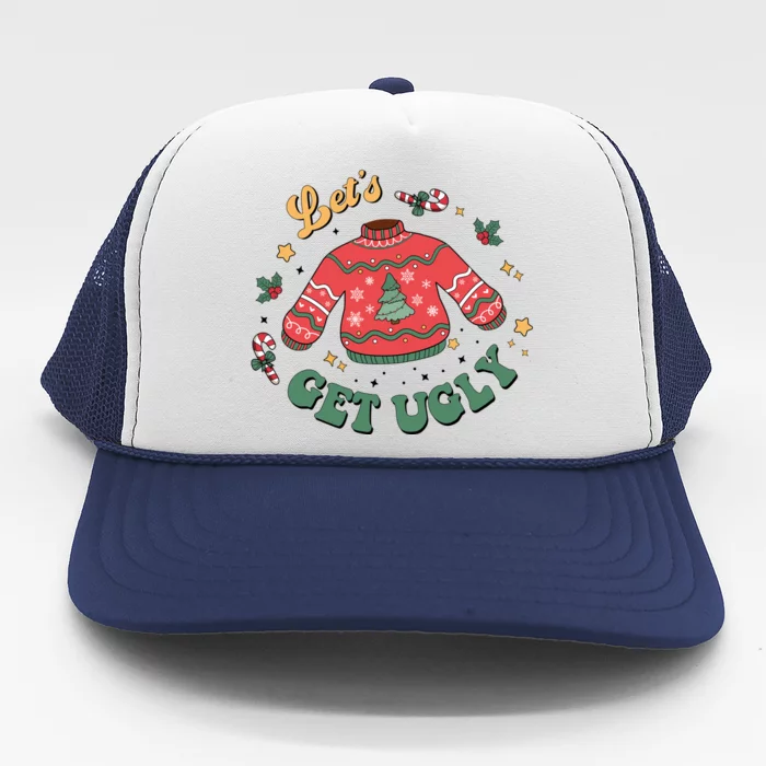 Lets Get Ugly Funny Christmas Trucker Hat