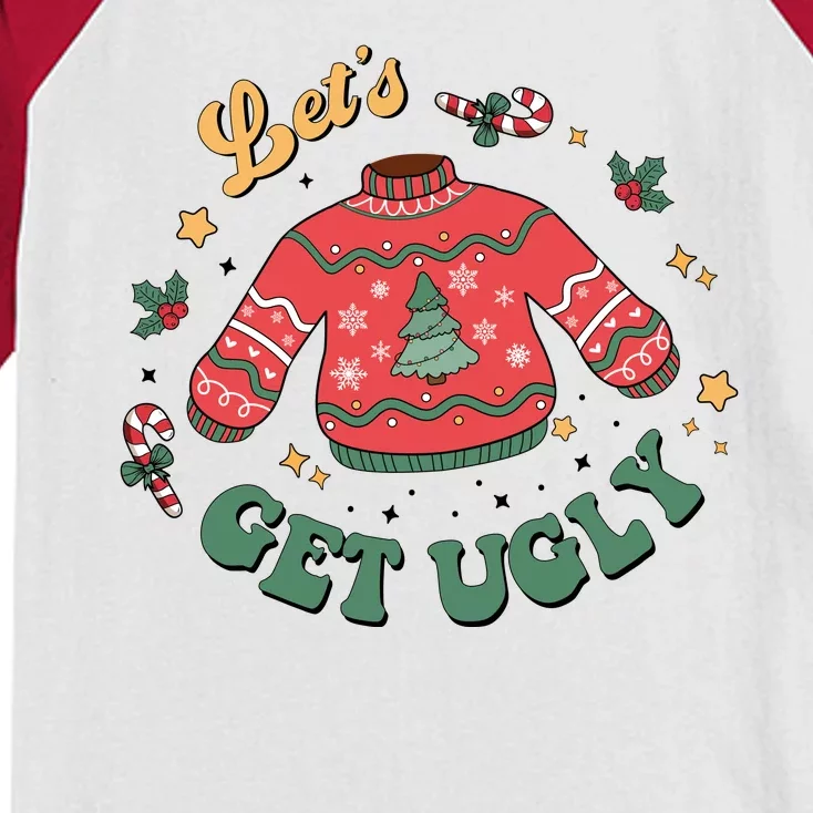 Lets Get Ugly Funny Christmas Kids Colorblock Raglan Jersey