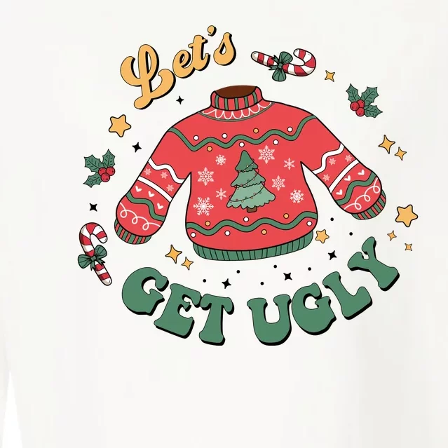 Lets Get Ugly Funny Christmas Cropped Pullover Crew