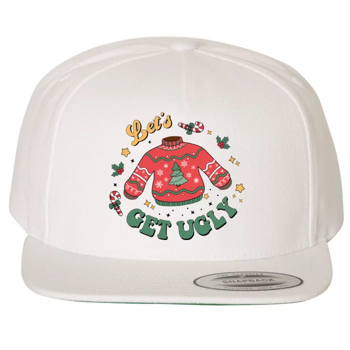 Lets Get Ugly Funny Christmas Wool Snapback Cap