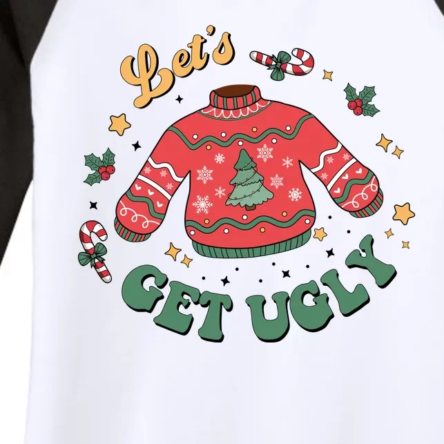 Lets Get Ugly Funny Christmas Women's Tri-Blend 3/4-Sleeve Raglan Shirt