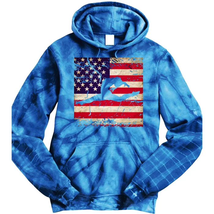 Ladies Gymnastics Usa American Flag Gift Tie Dye Hoodie