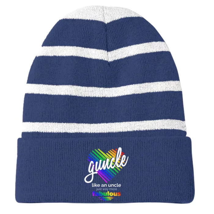 Lgbt Gay Uncle Guncle; Funny Uncle Striped Beanie with Solid Band