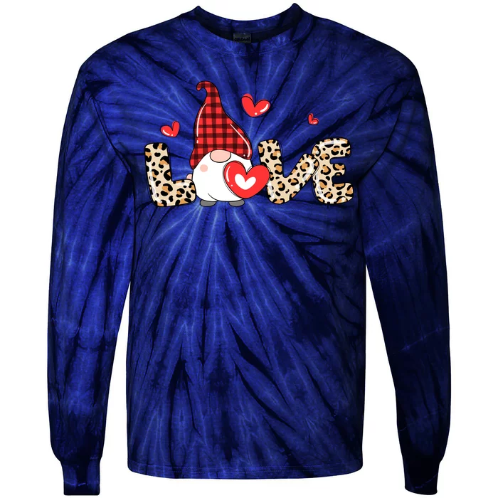 Love Gnome Valentines Day Tie-Dye Long Sleeve Shirt