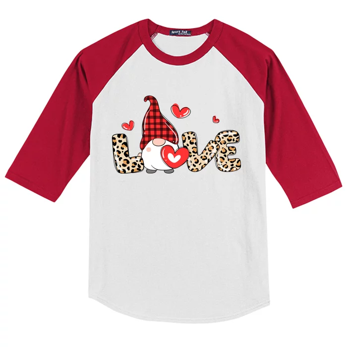 Love Gnome Valentines Day Kids Colorblock Raglan Jersey