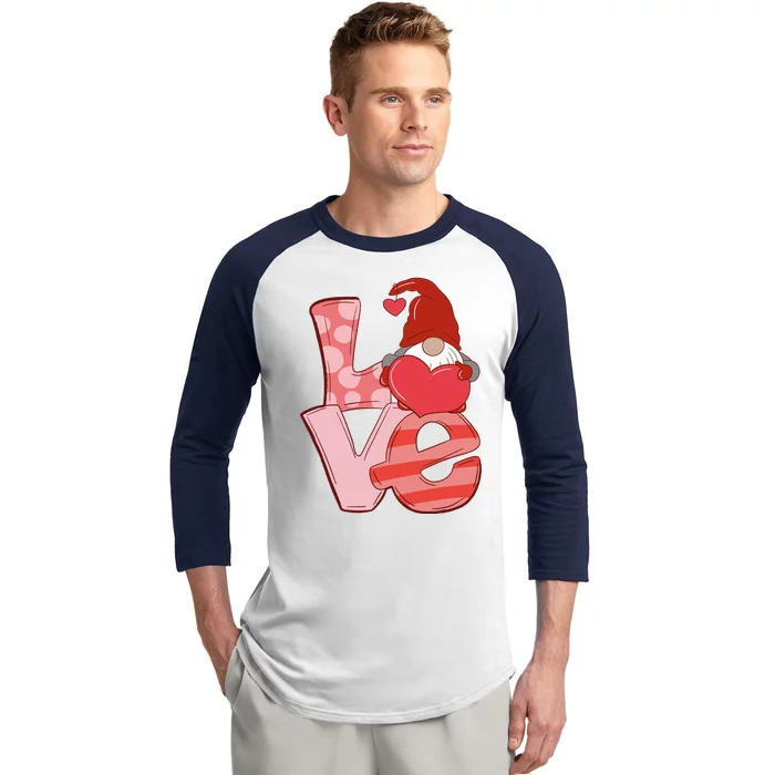 Love Gnome Valentines Day Cute Gift Baseball Sleeve Shirt