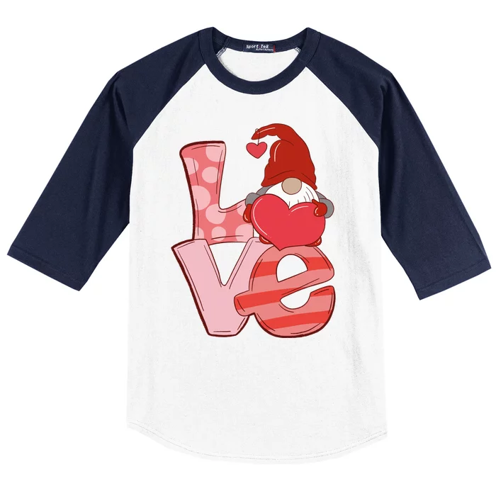 Love Gnome Valentines Day Cute Gift Baseball Sleeve Shirt