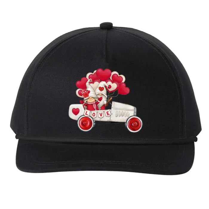 Love Gnome Valentines Day Heart Snapback Five-Panel Rope Hat